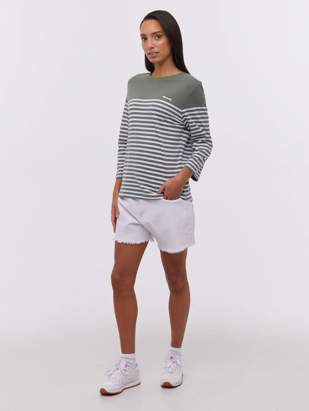 Arian Nautical Stripe 3/4 T-Shirt - Green - Image 2