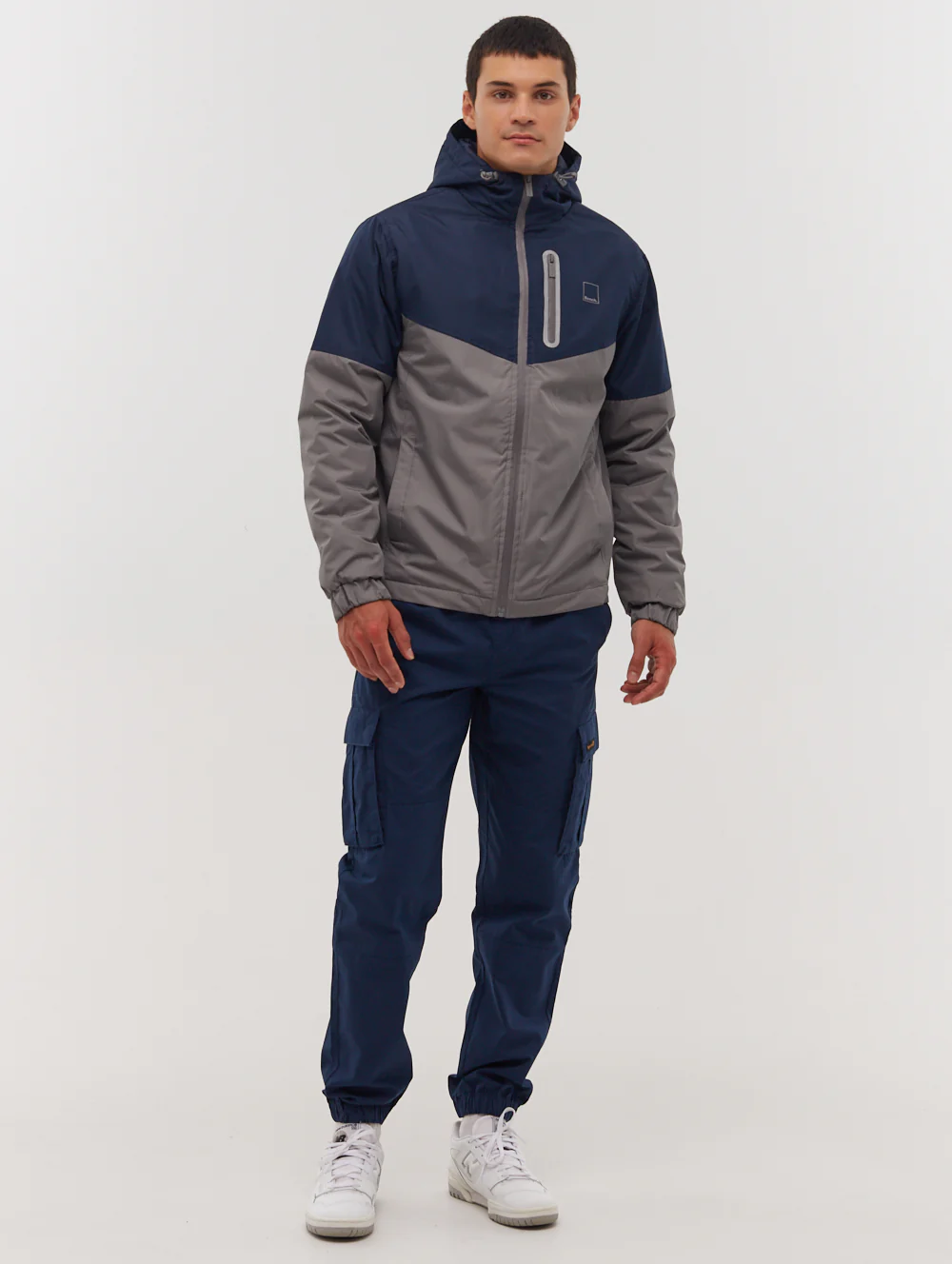 Benja Color Block Hooded Jacket - Grey - Image 5