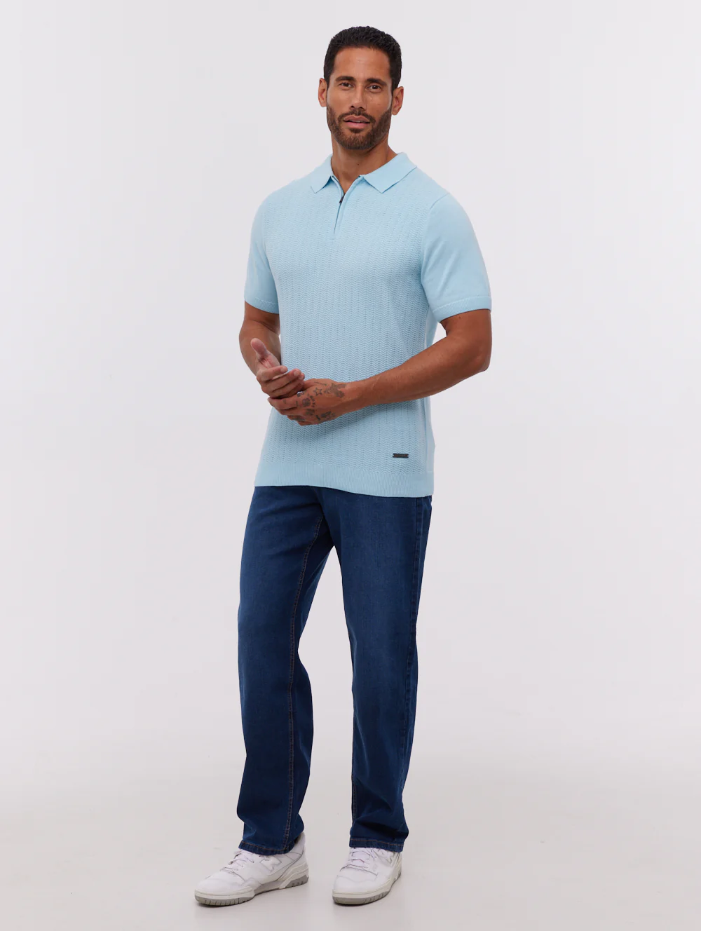 Brescia Knit Polo Shirt - Blue - Image 2