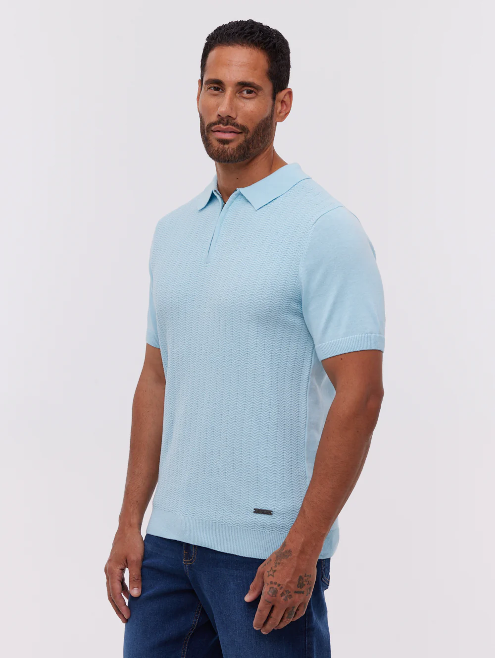 Brescia Knit Polo Shirt - Blue - Image 4