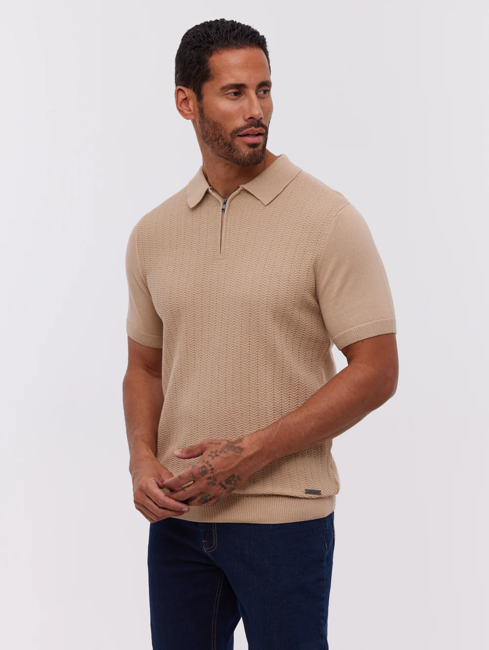 Brescia Knit Polo Shirt - Beige - Image 4