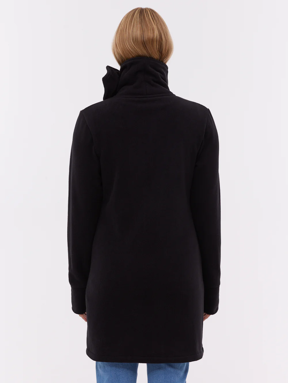 Bridgit Maxi Wrap Neck Zip-Up - Black - Image 3