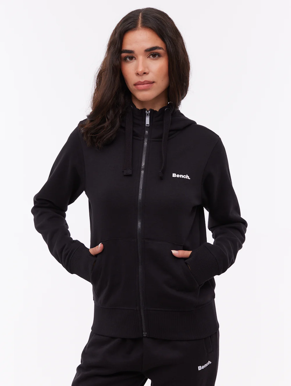 Carah Zip-Up Emblem Hoodie - Black
