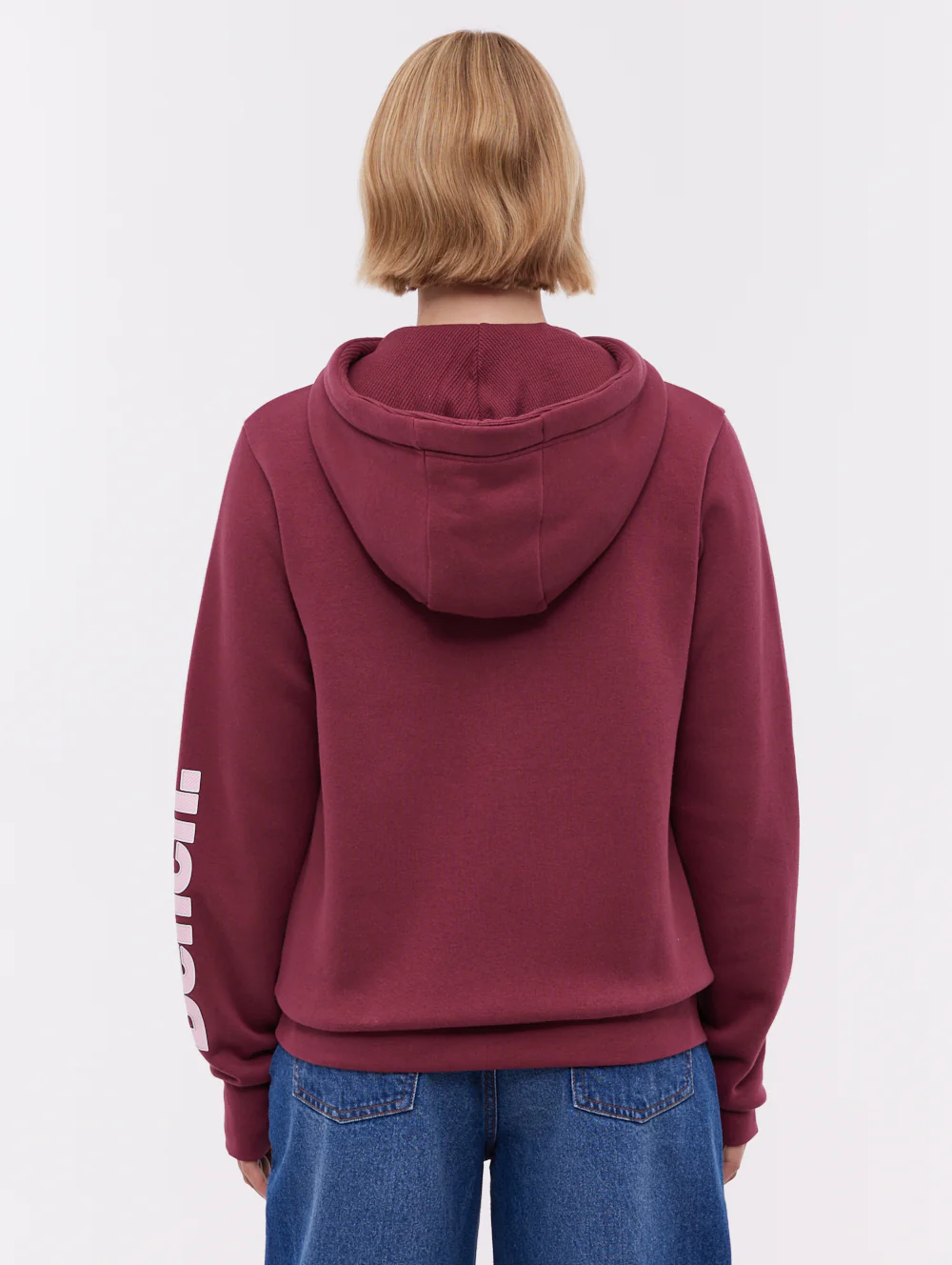 Darcine Zip-Up Hoodie with Sleeve Logo - Red - Image 3