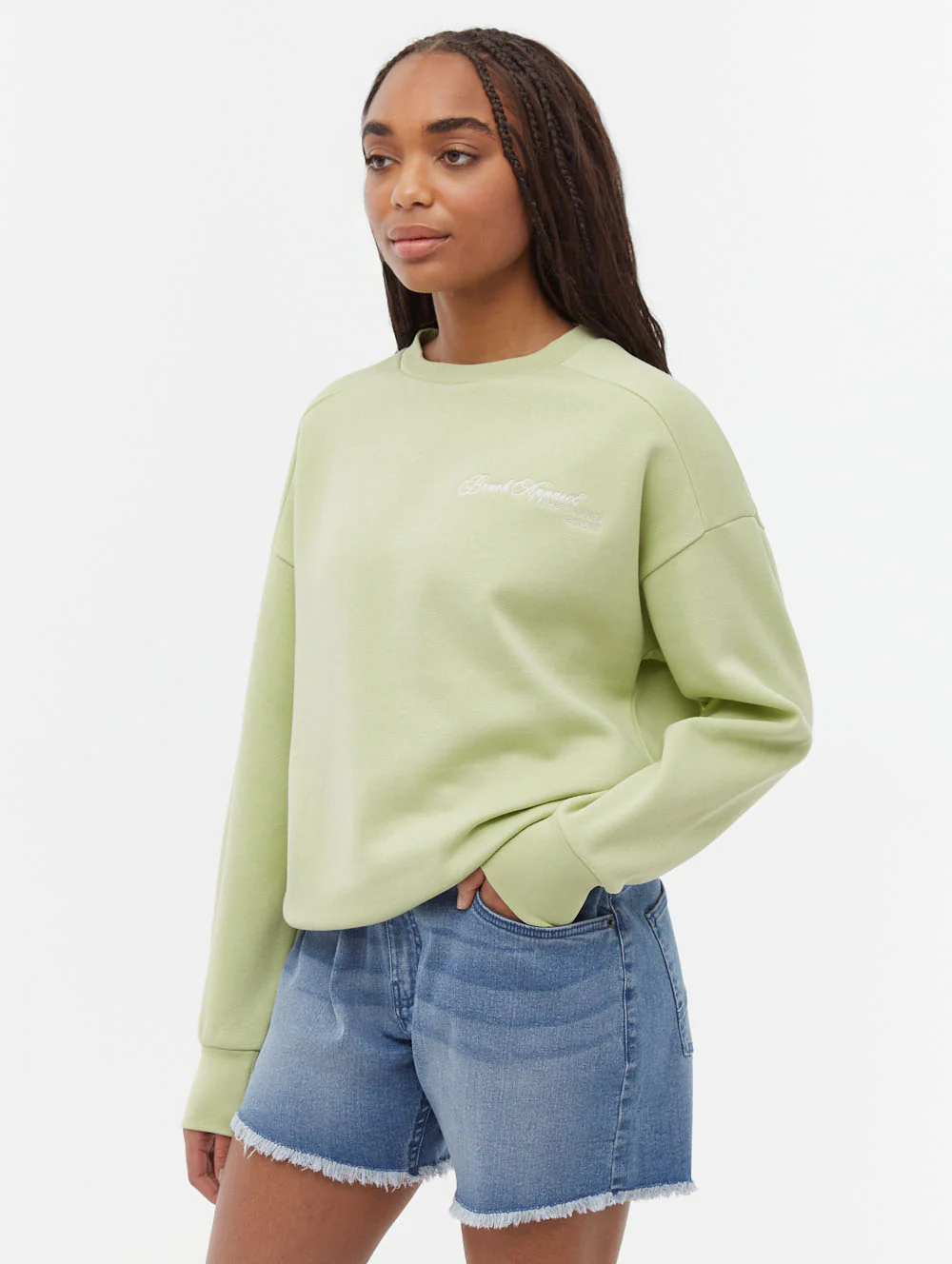 Desta Script Graphic Crew Neck Sweatshirt - Green - Image 4