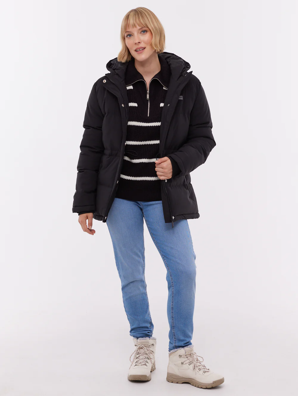Fina Hooded Puffer Coat - Black - Image 2
