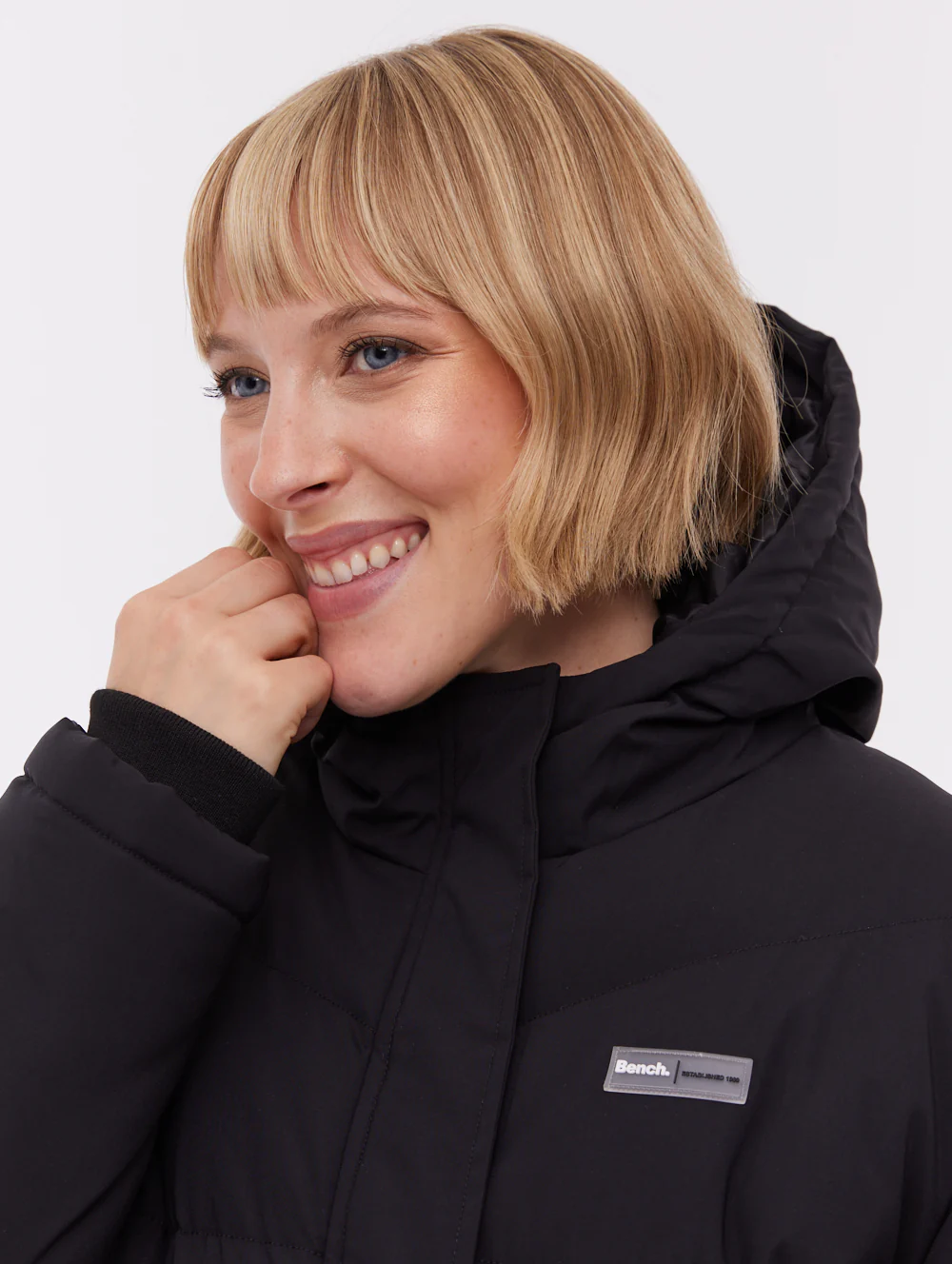 Fina Hooded Puffer Coat - Black - Image 3