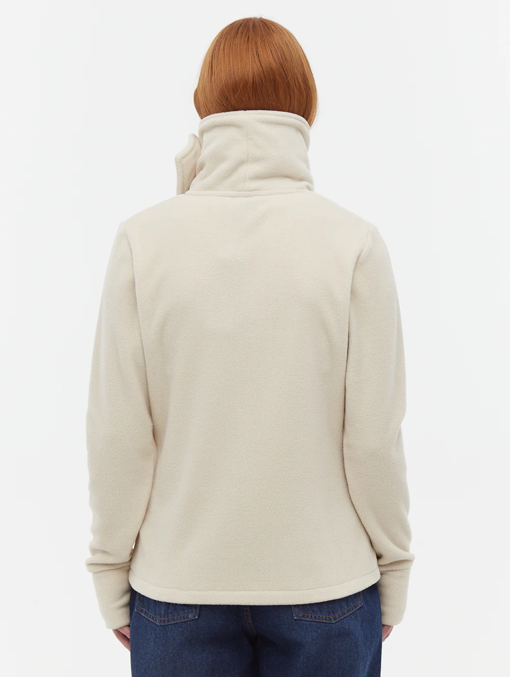 Funnel Microfleece Wrap Neck Zip-Up - Beige - Image 5