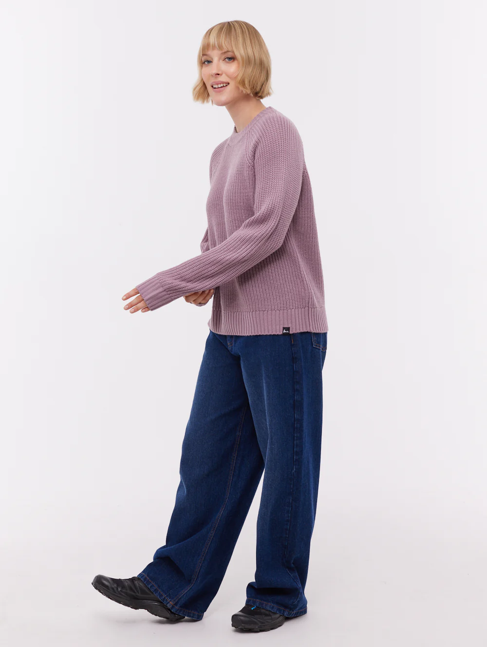 Georgiana Raglan Crew Neck Sweater - Purple - Image 2