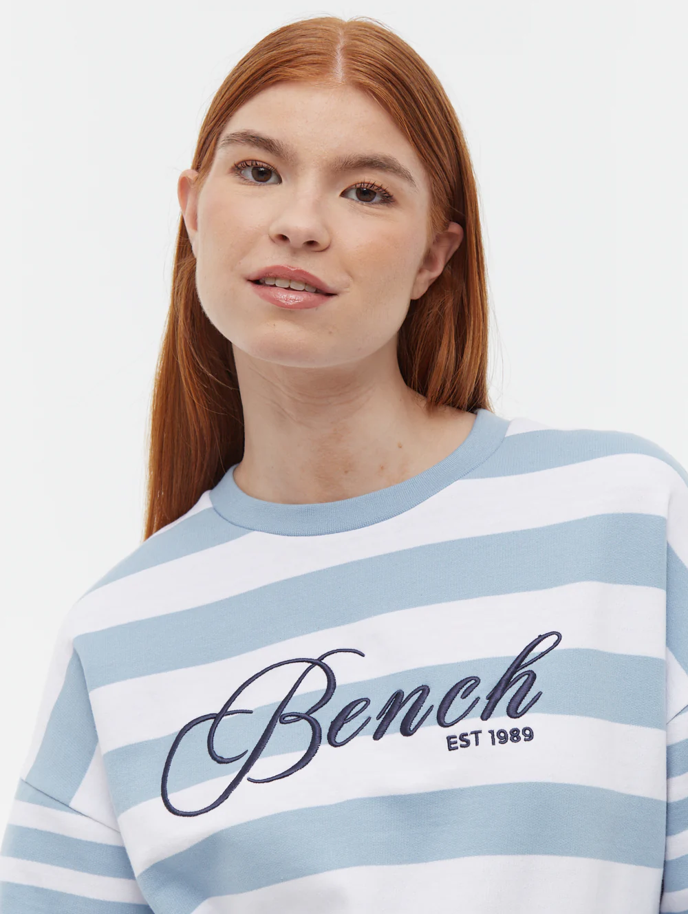 Hanneli Striped Crew Neck Sweatshirt - Blue - Image 3