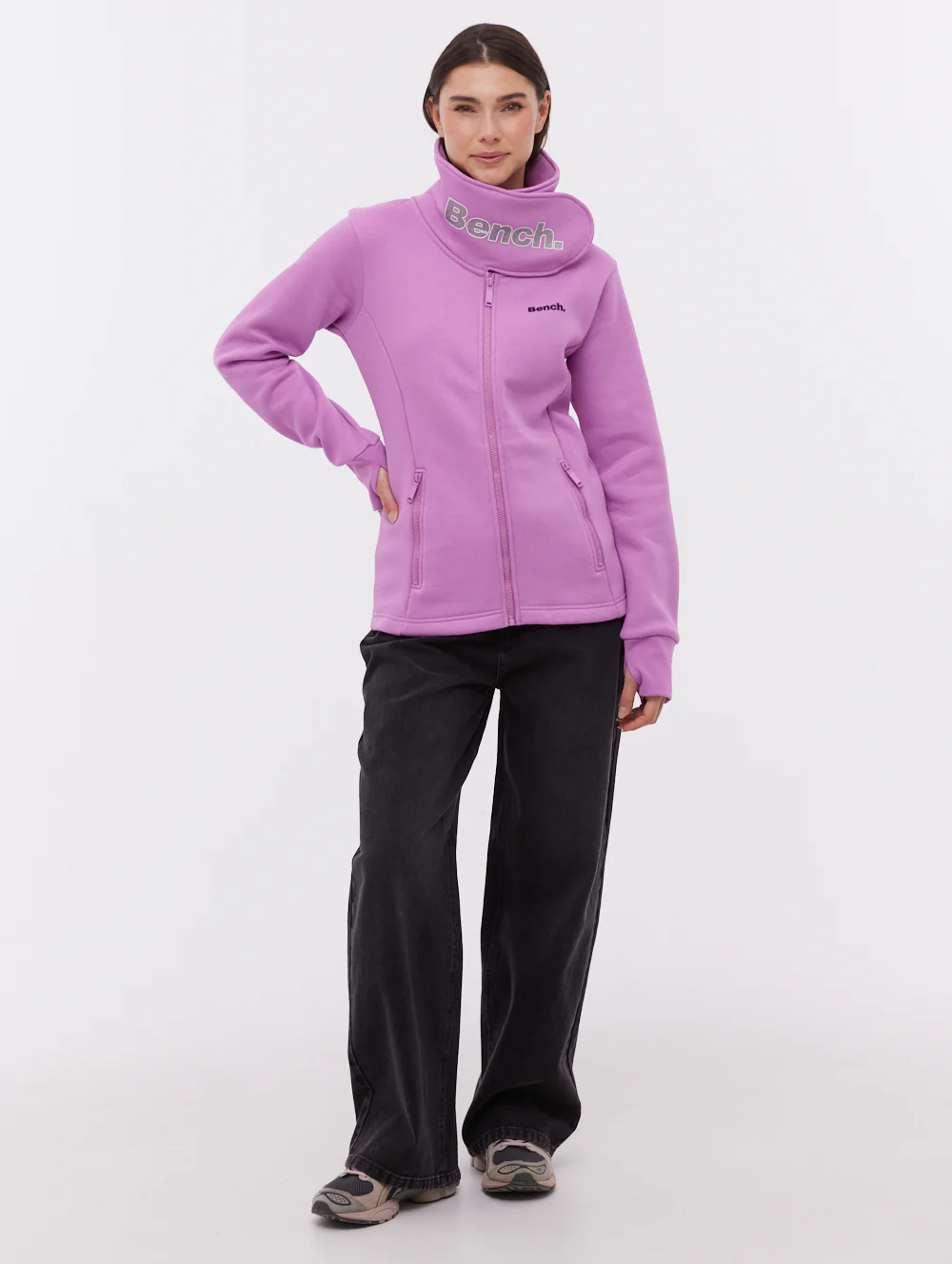 Haylo Wrap Neck Zip-Up - Purple - Image 2