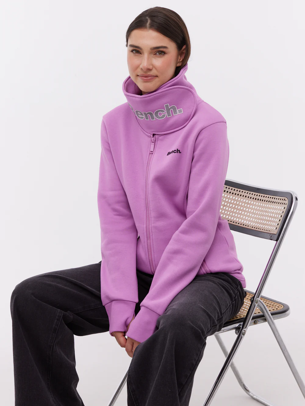 Haylo Wrap Neck Zip-Up - Purple - Image 6