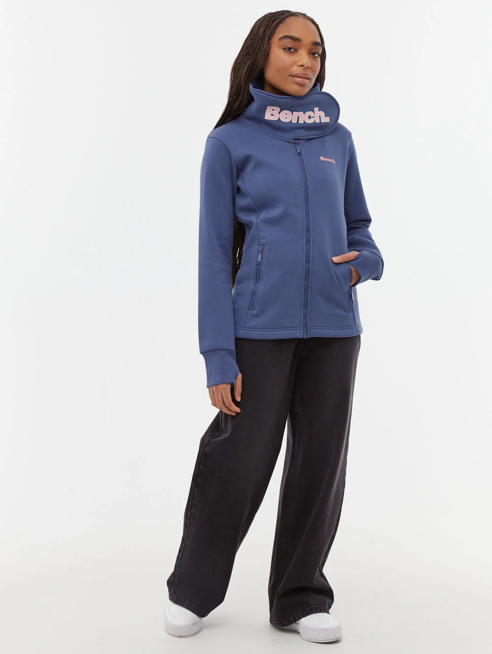Haylo Wrap Neck Zip-Up - Blue - Image 2