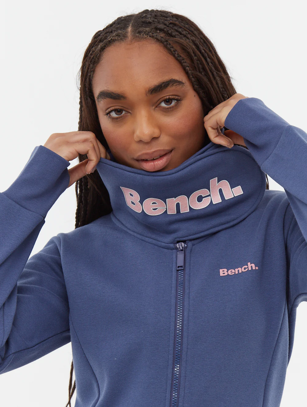 Haylo Wrap Neck Zip-Up - Blue - Image 3
