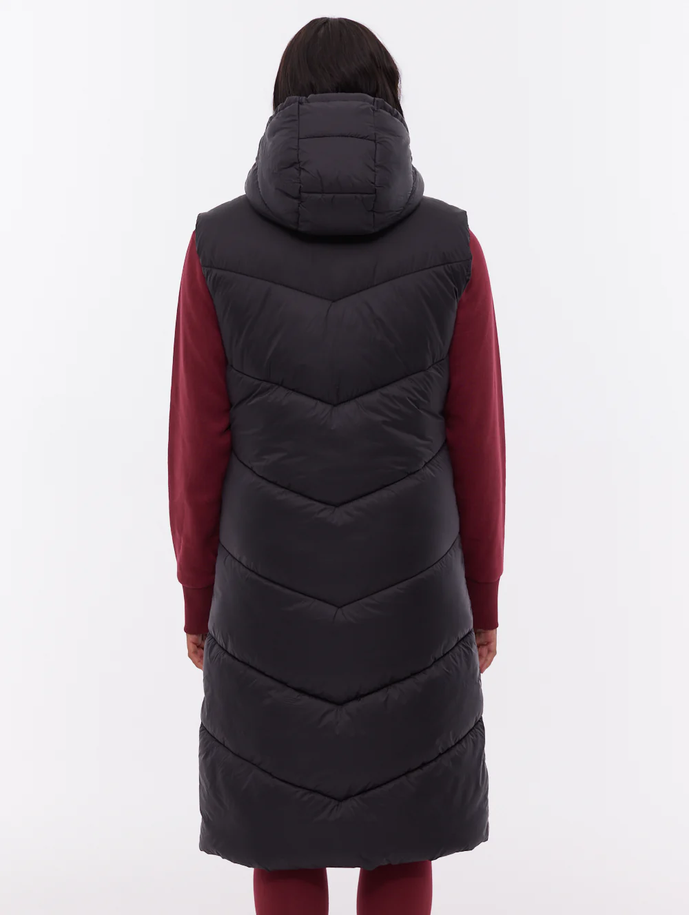 Illy Longline Chevron Puffer Vest - Black - Image 5