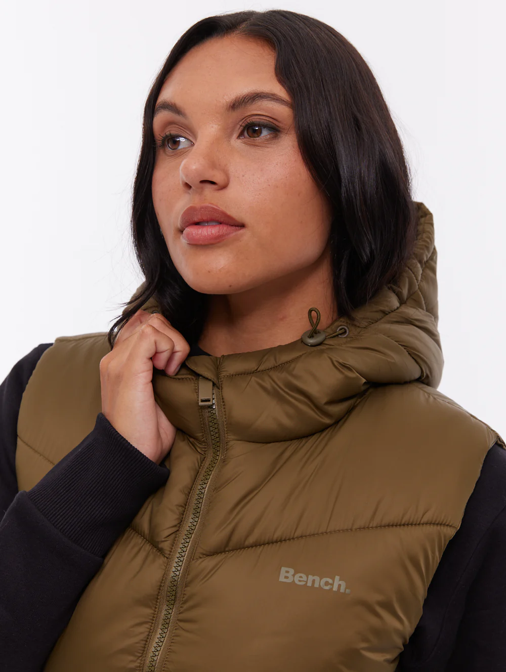 Illy Longline Chevron Puffer Vest - Green - Image 3