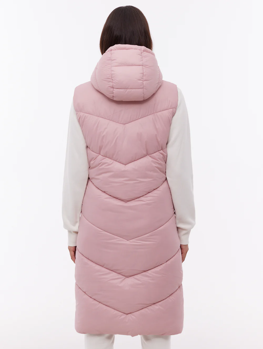 Illy Longline Chevron Puffer Vest - Pink - Image 4