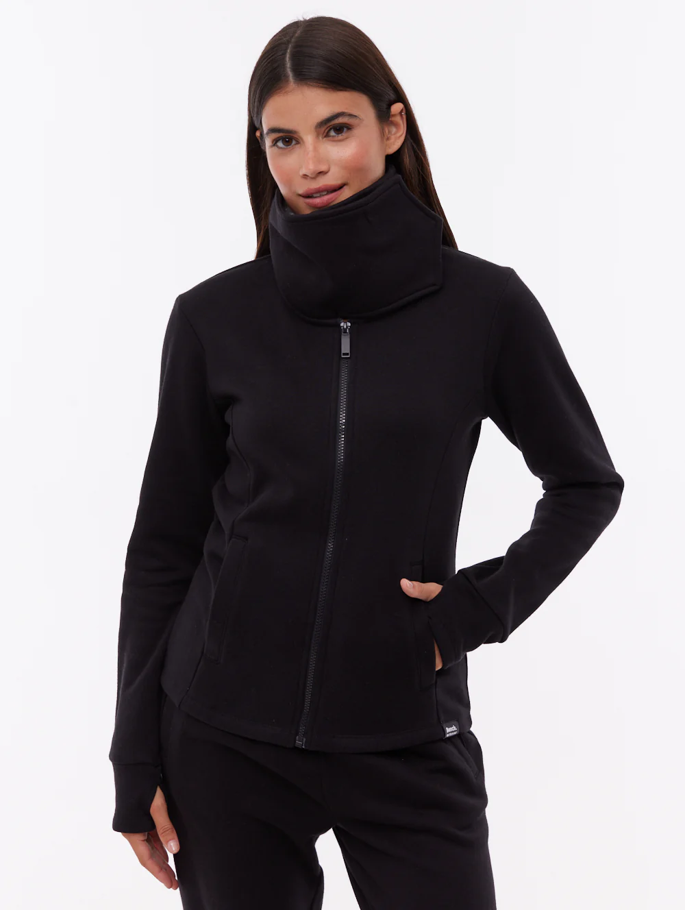 Jaya Wrap-Neck Zip-Up - Black