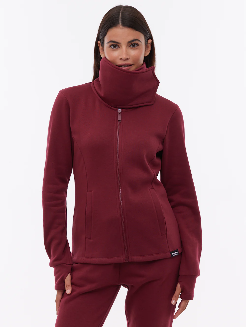 Jaya Wrap-Neck Zip-Up - Red