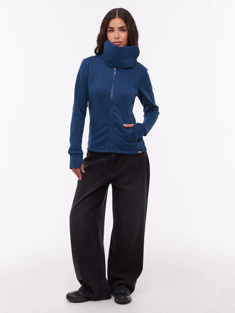 Jaya Wrap-Neck Zip-Up - Blue - Image 2