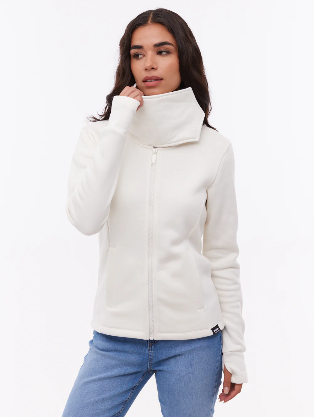 Jaya Wrap-Neck Zip-Up - White