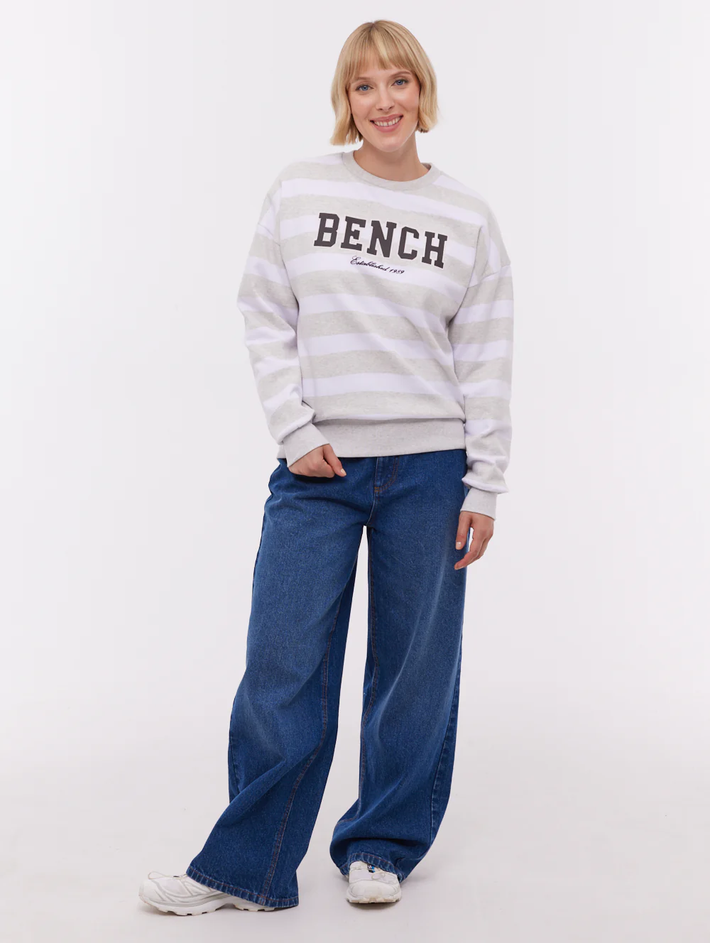 Jaye Collegiate Striped Crew Neck - Grey - Image 2