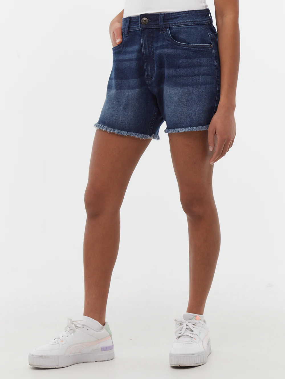 Kaylie High Rise Jean Shorts - Blue - Image 4
