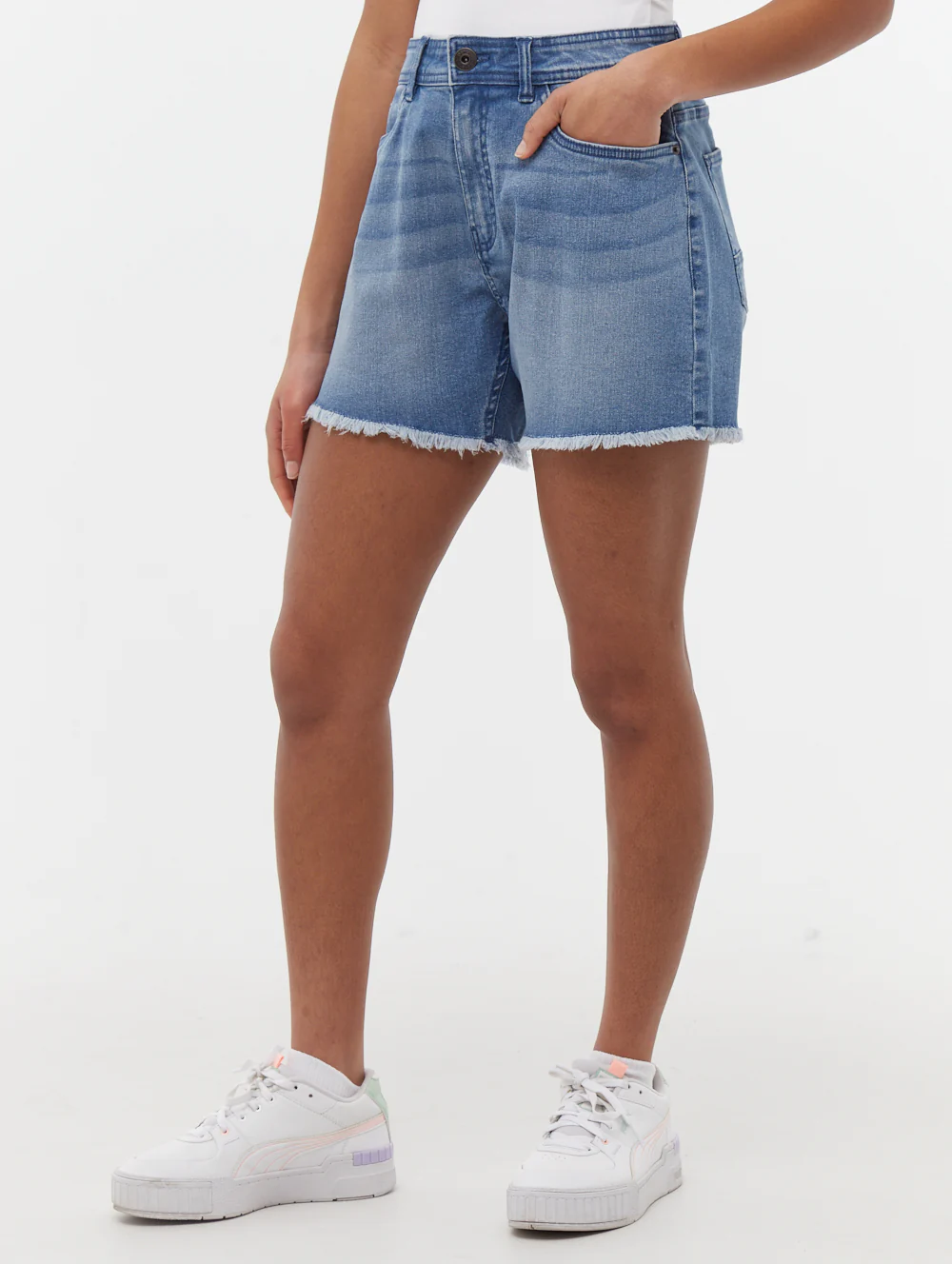 Kaylie High Rise Jean Shorts - Blue - Image 4