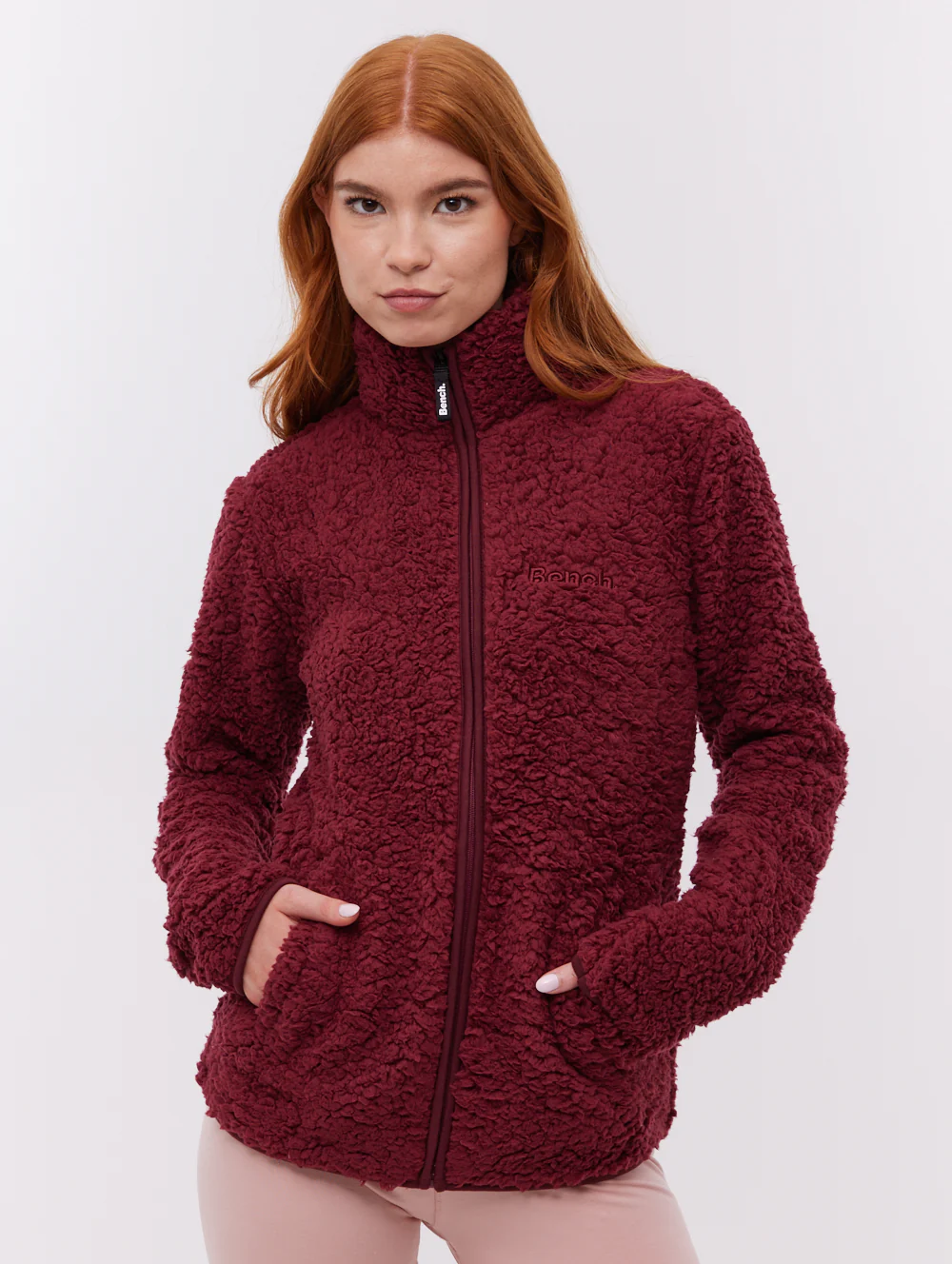 Klea Fleece Funnel Zip-Up  - Red