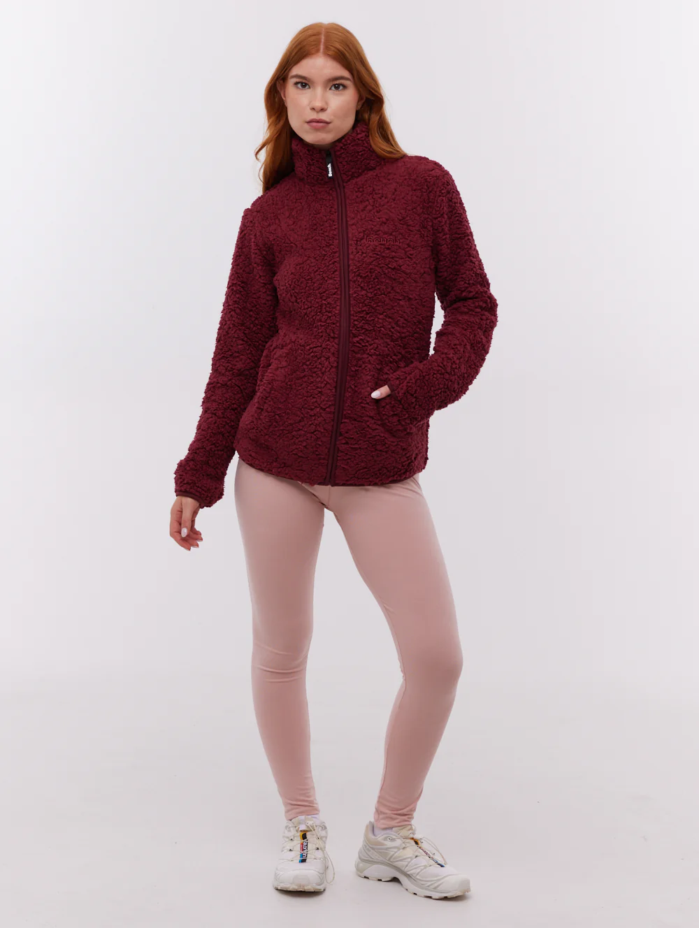 Klea Fleece Funnel Zip-Up  - Red - Image 2