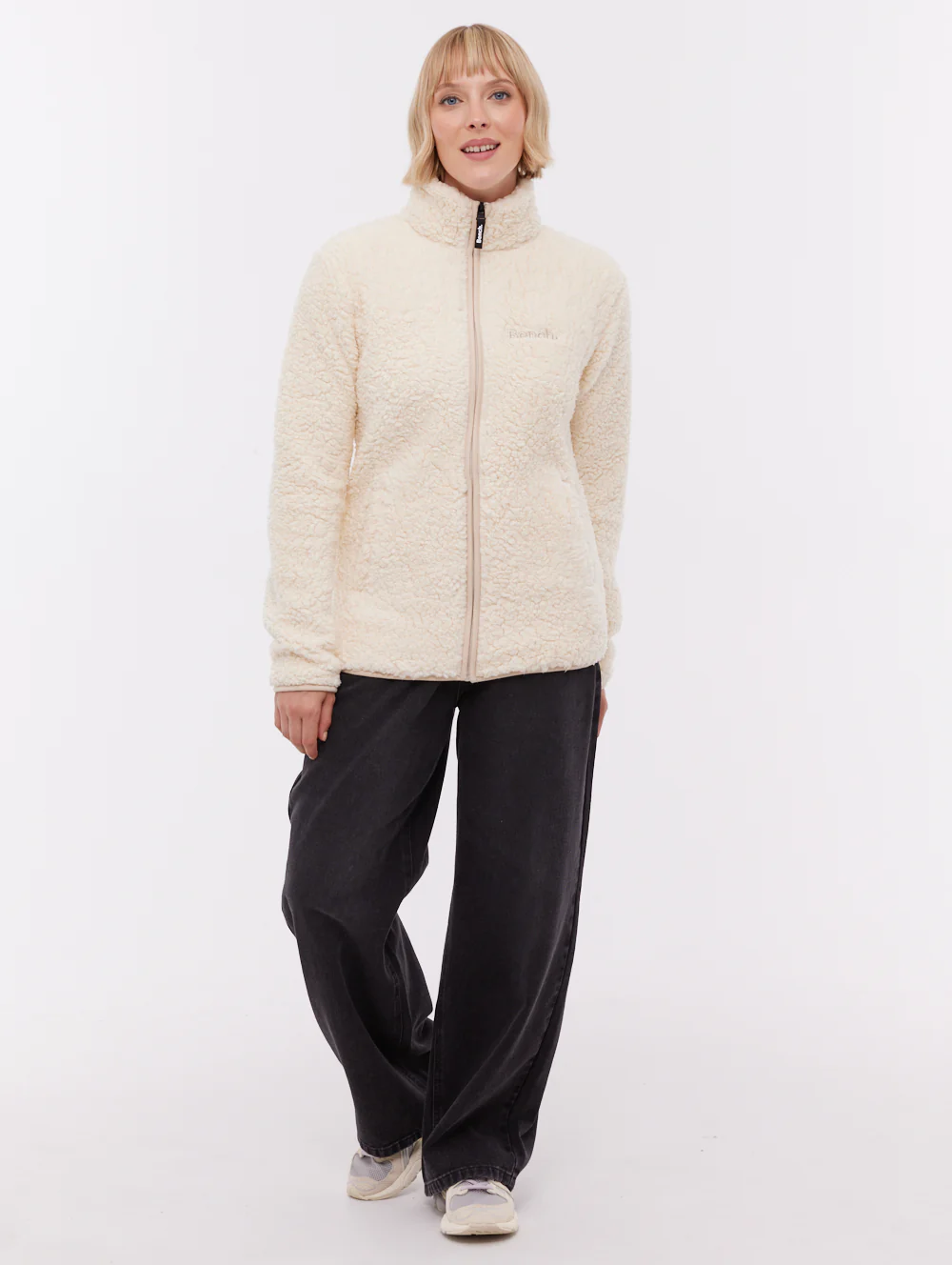 Klea Fleece Funnel Zip-Up  - White - Image 2