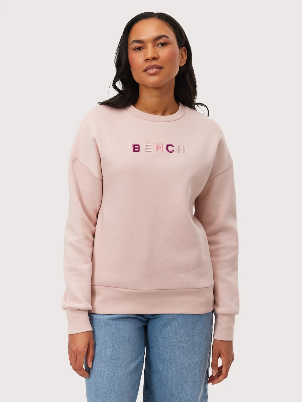 Lilem Block Letter Crew Neck Sweatshirt - Pink
