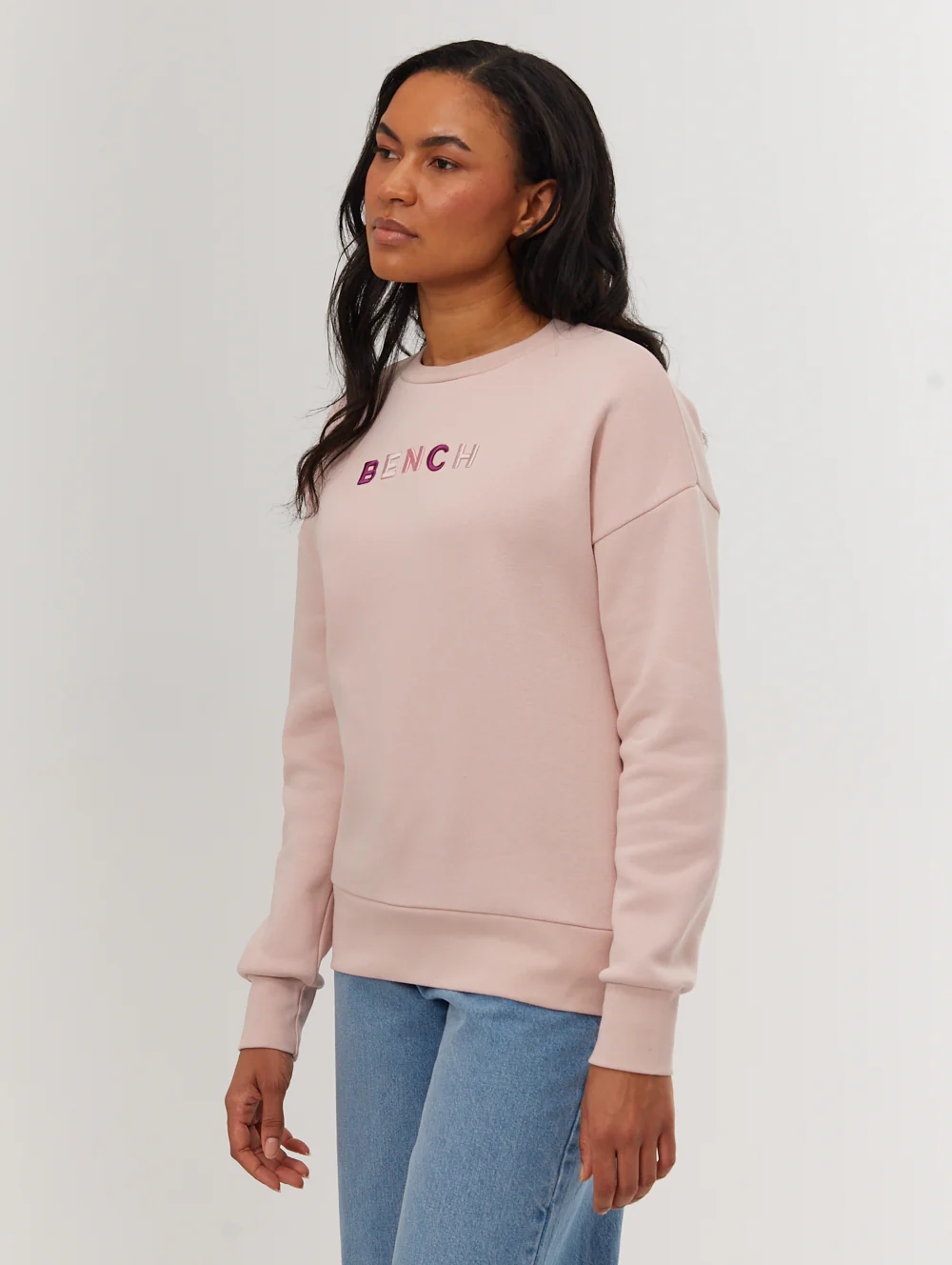 Lilem Block Letter Crew Neck Sweatshirt - Pink - Image 5