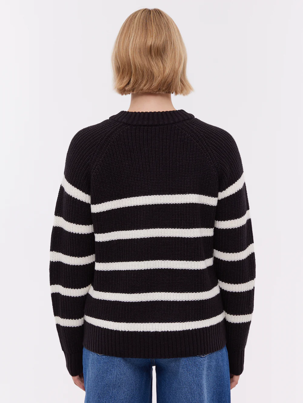 Lourine Striped Crew Neck Sweater - Black - Image 3