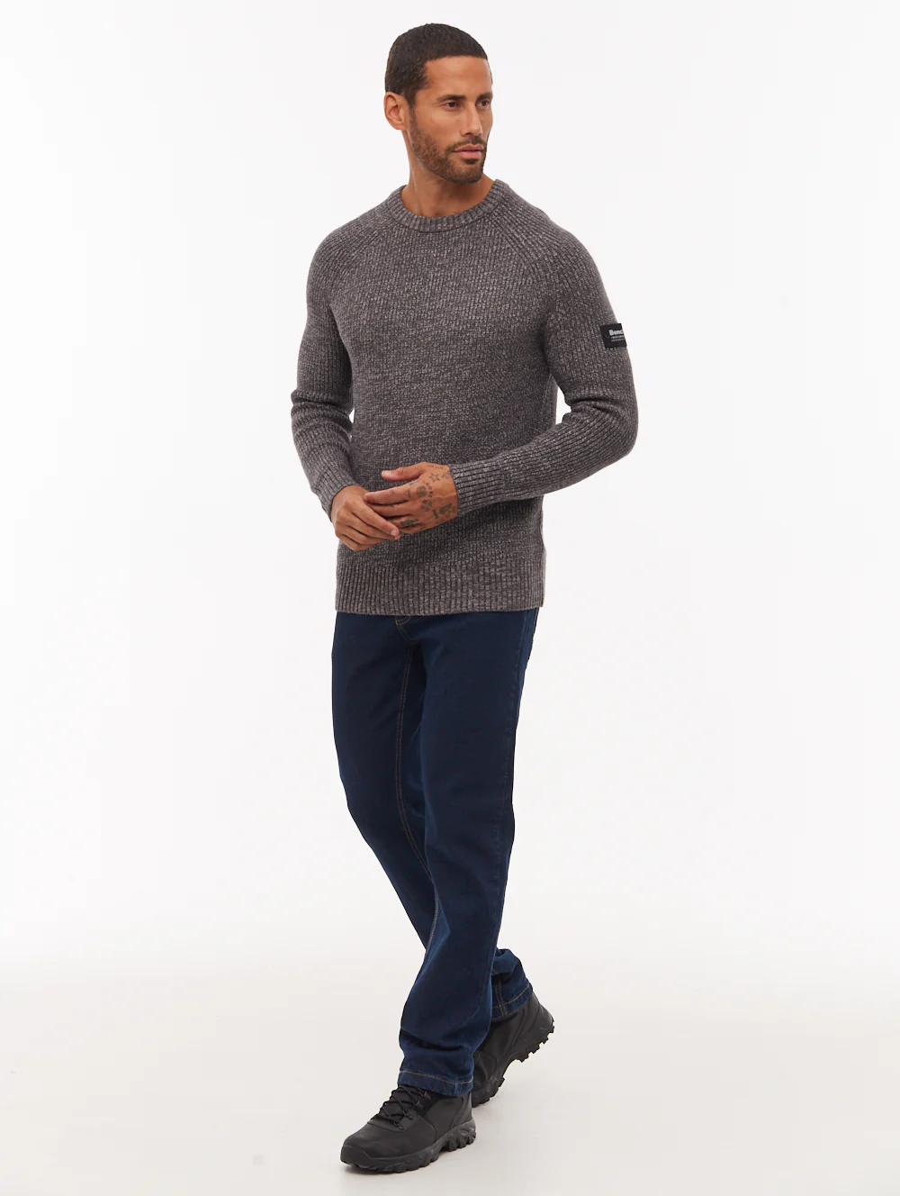 Molna Raglan Sleeve Crew Neck Sweater - Grey - Image 2