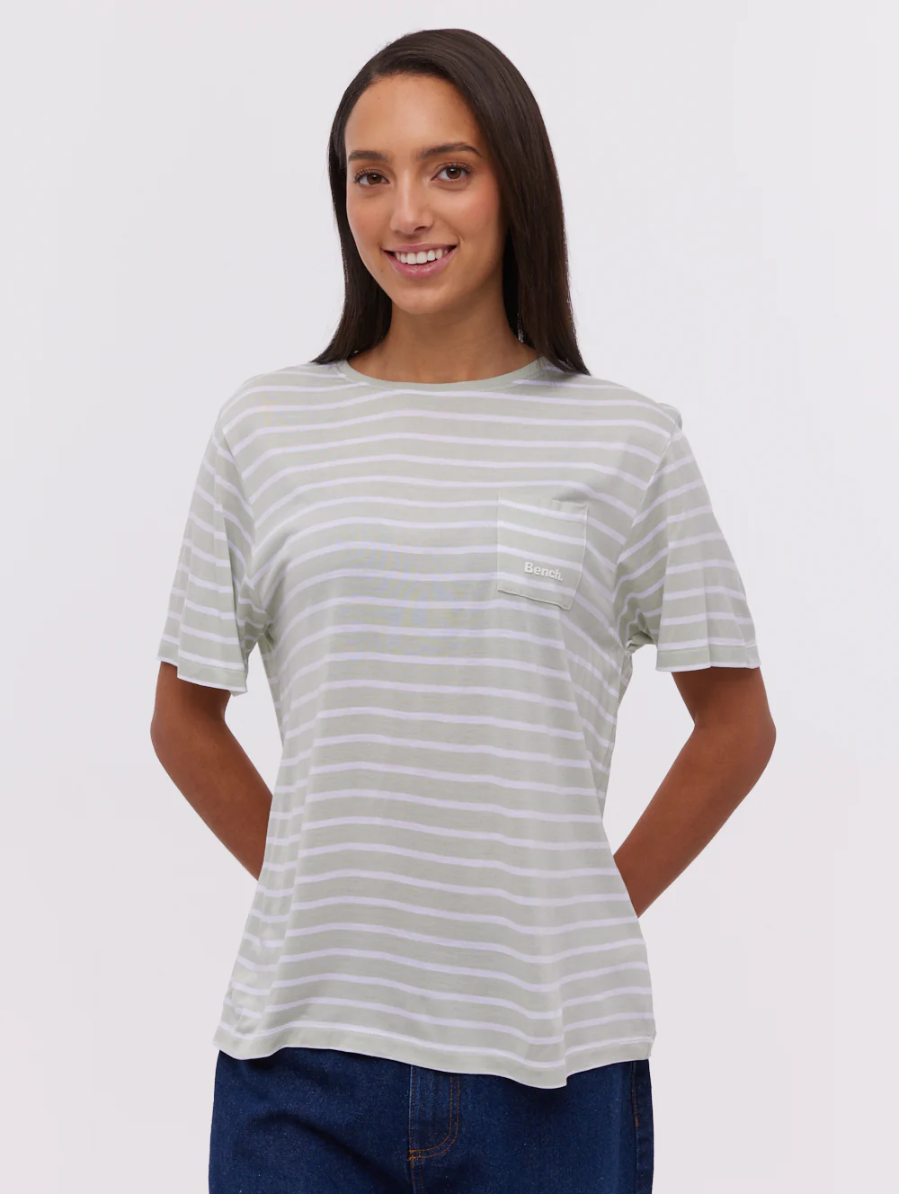 Nouria Striped Pocket T-Shirt - Green