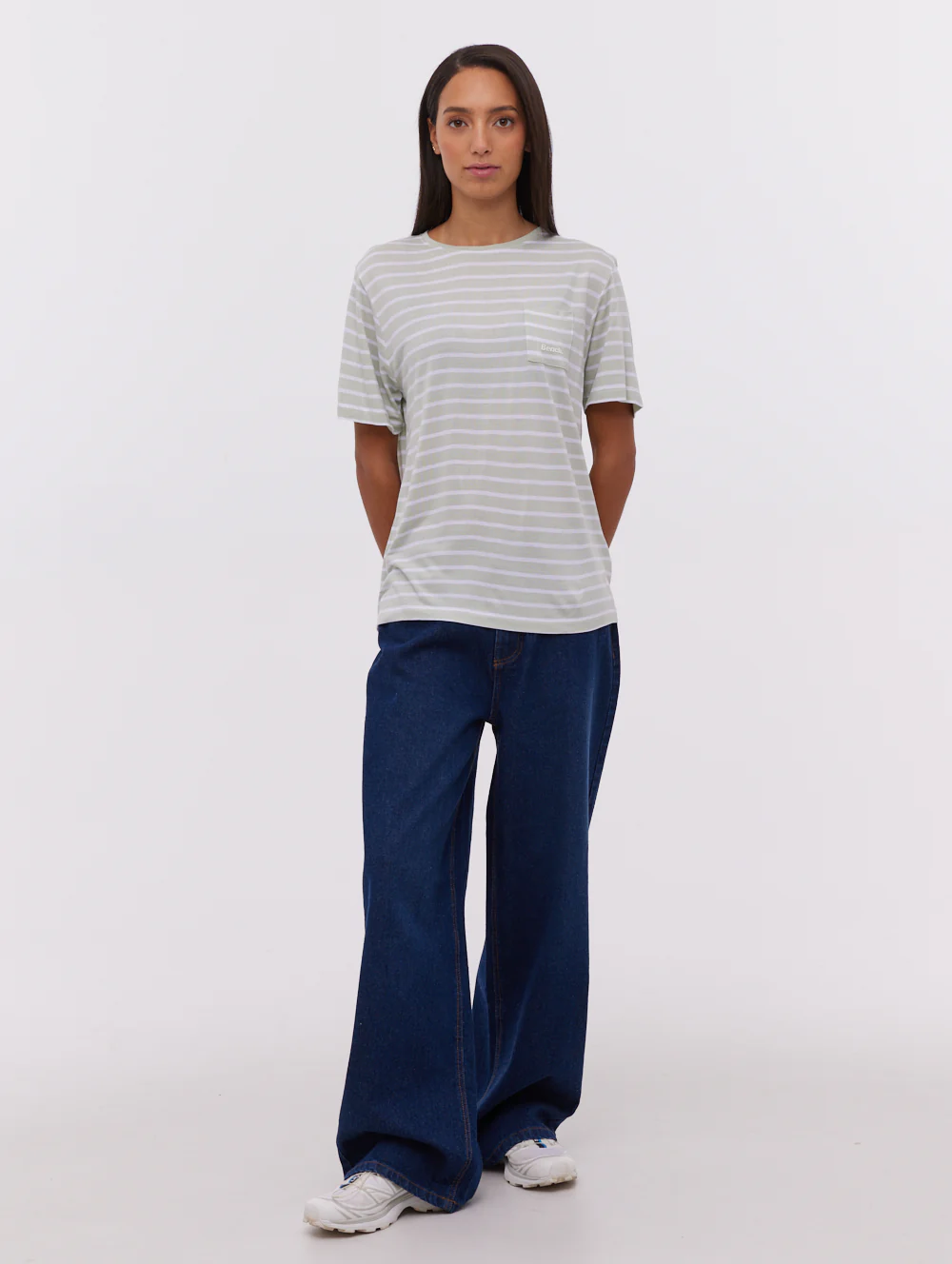 Nouria Striped Pocket T-Shirt - Green - Image 2