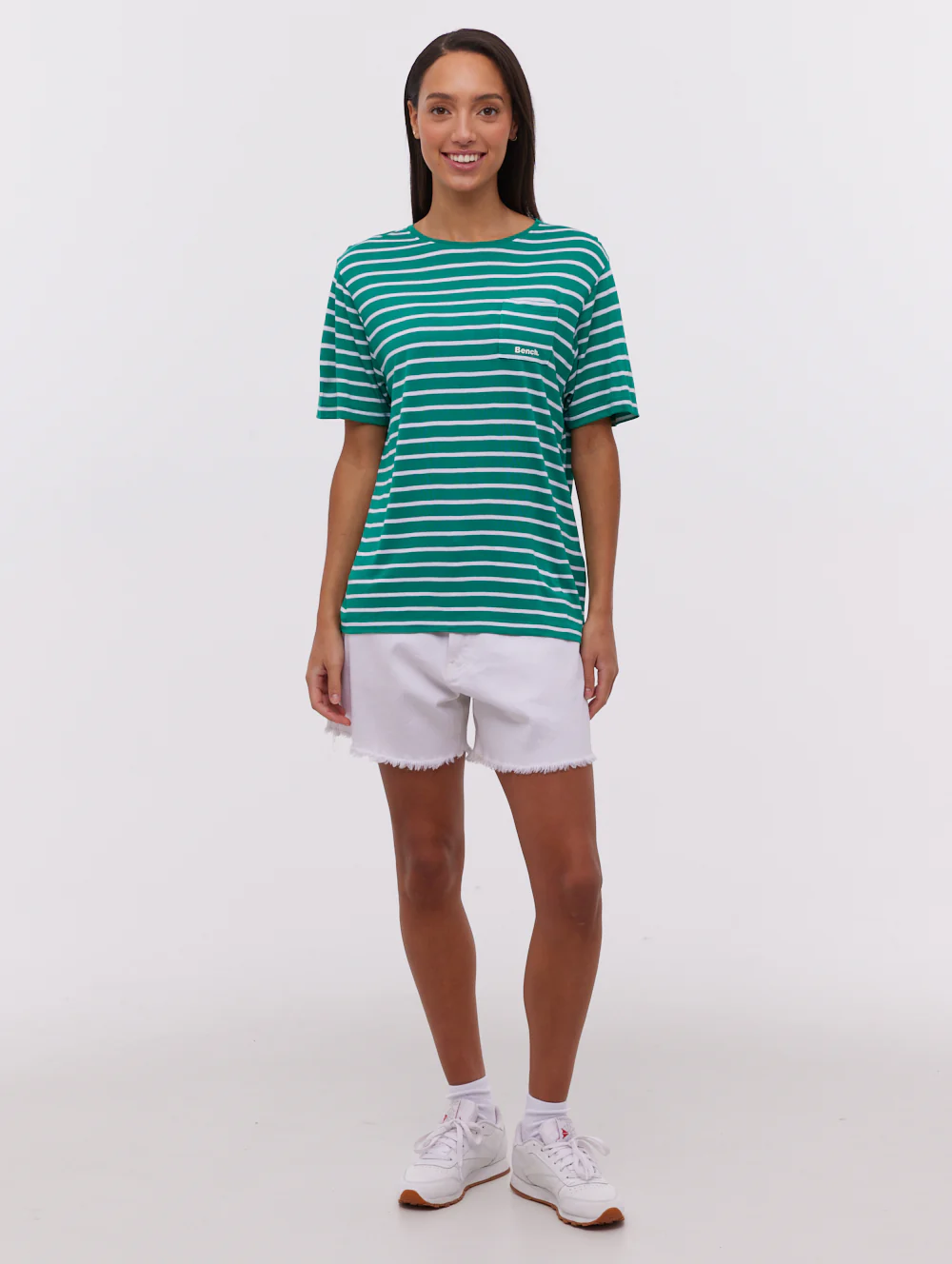 Nouria Striped Pocket T-Shirt - Green - Image 2