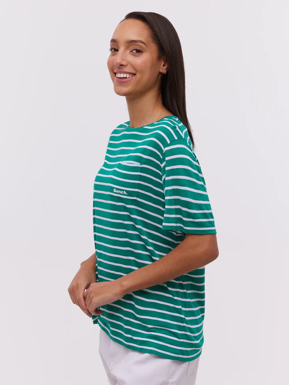 Nouria Striped Pocket T-Shirt - Green - Image 4