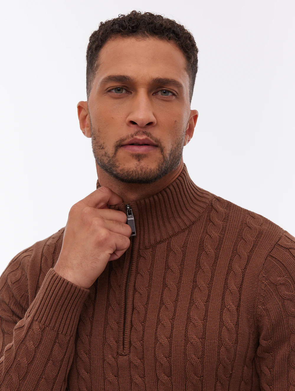 Rasola Quarter-Zip Sweater - Brown - Image 2