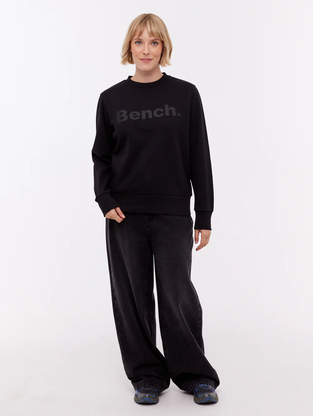 Reana Tonal Logo Crew Neck - Black - Image 2