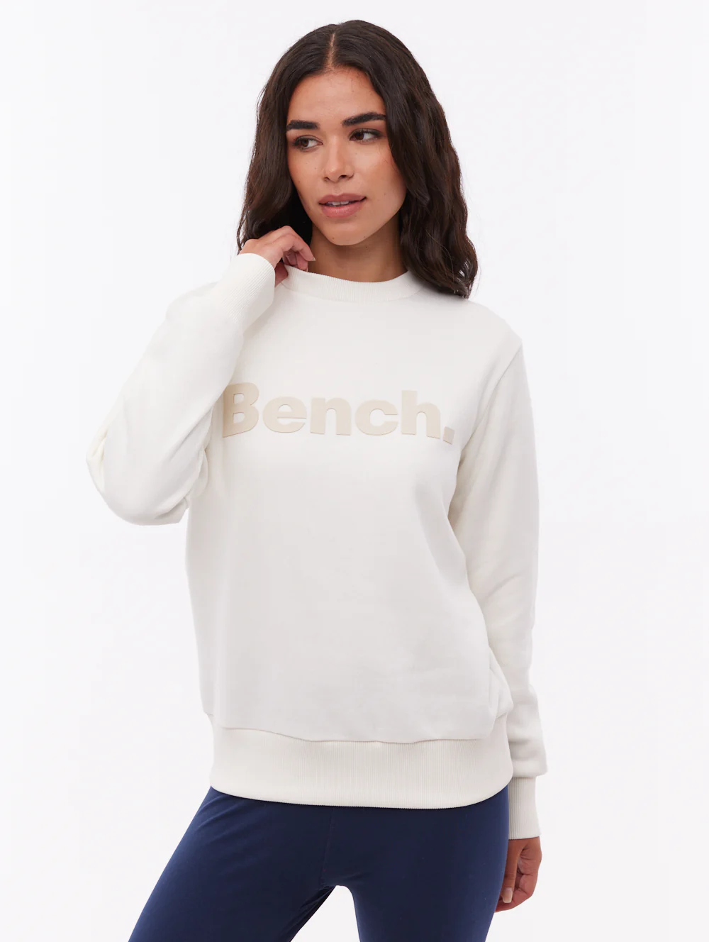 Reana Tonal Logo Crew Neck - White