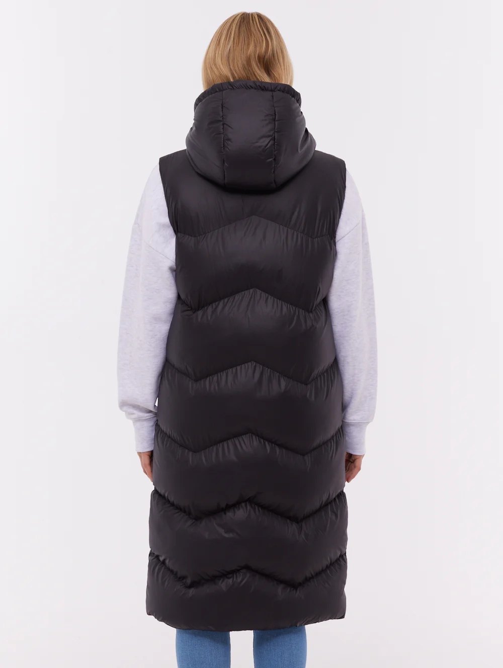 Saz Longline Hooded Vest - Black - Image 6