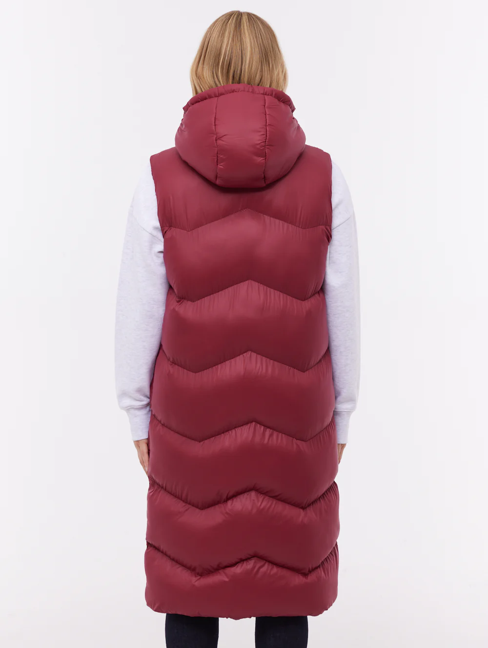Saz Longline Hooded Vest - Red - Image 6