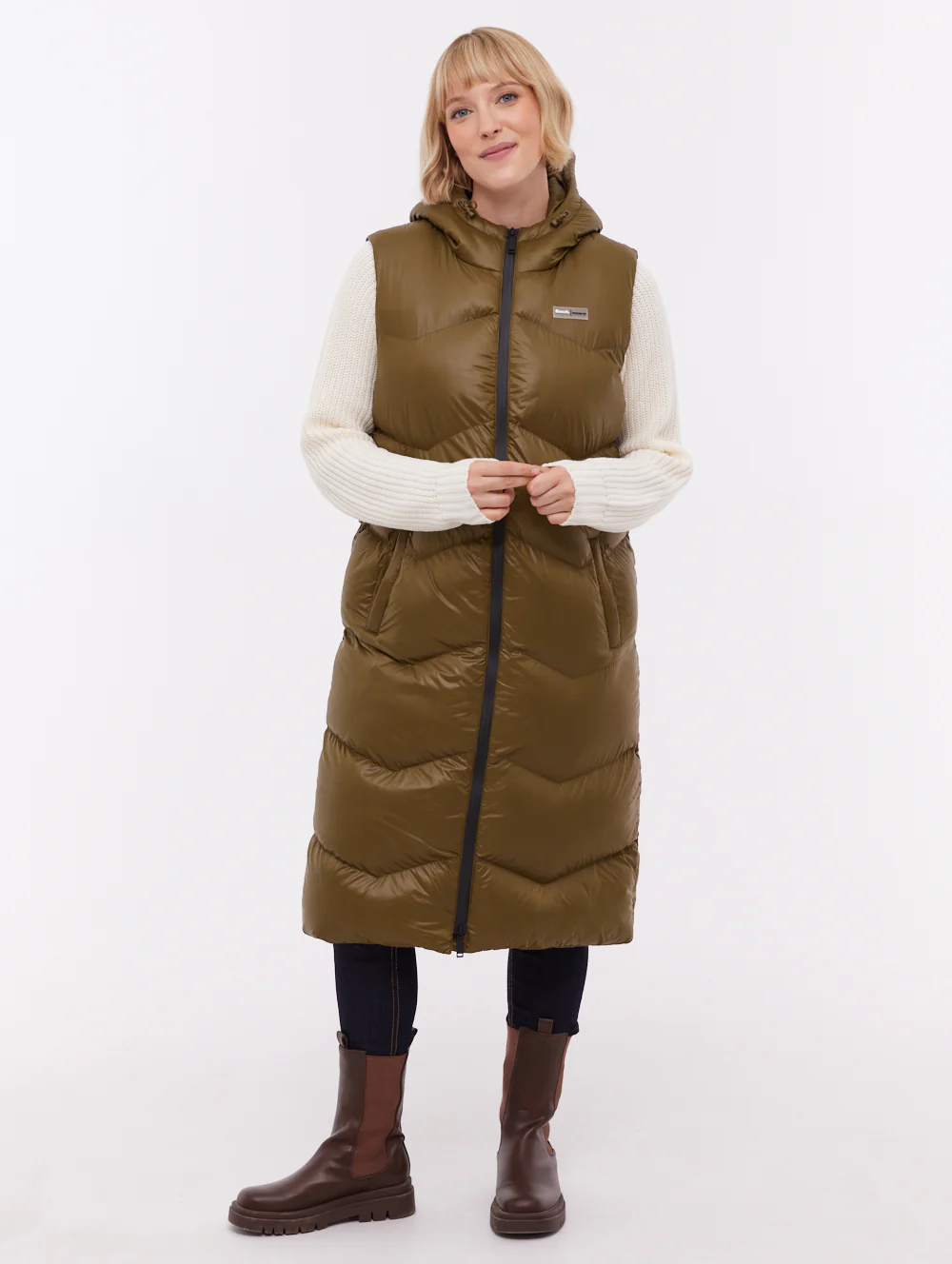 Saz Longline Hooded Vest - Green - Image 4