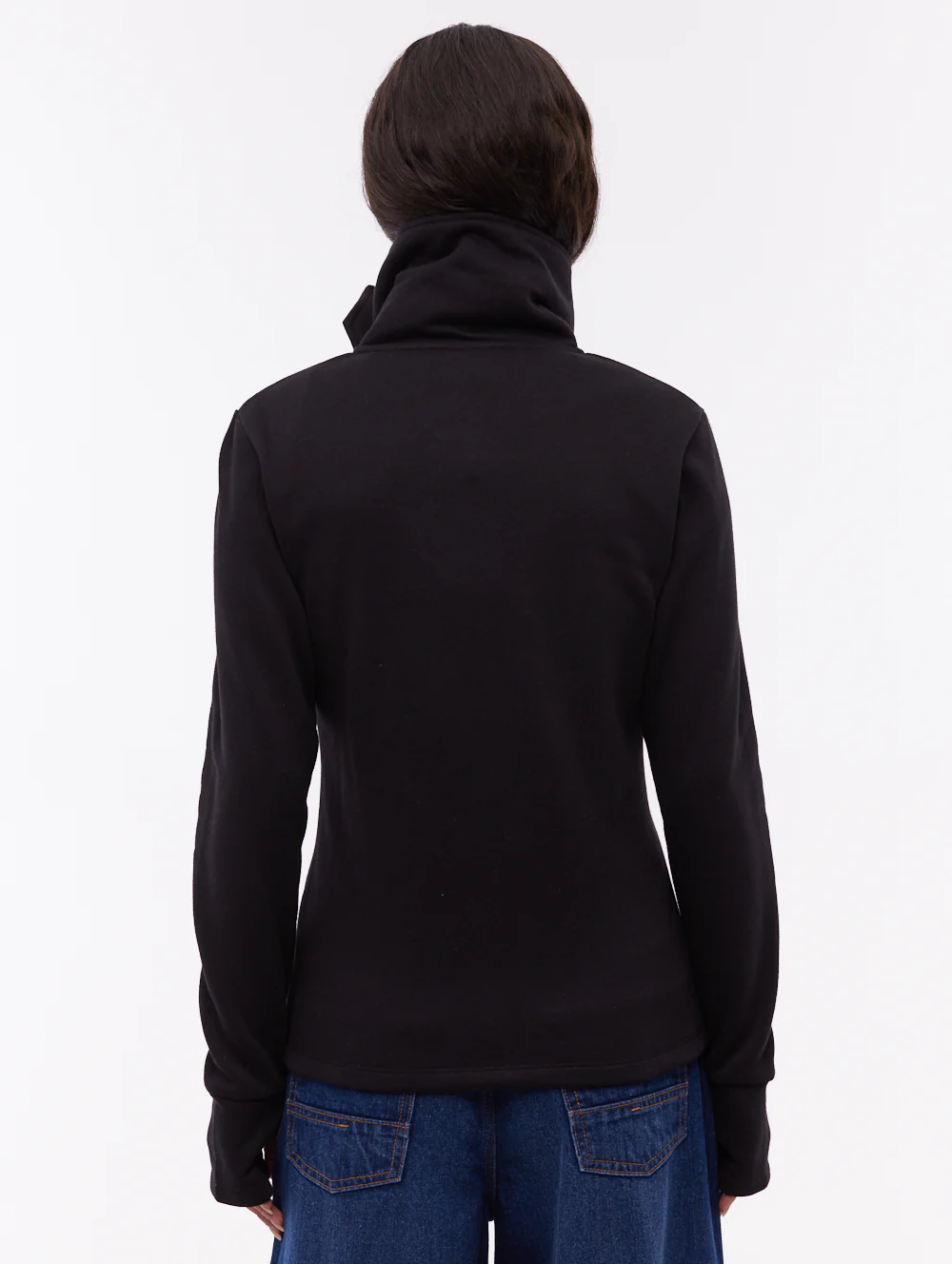 Sheli Wrap-Neck Zip-Up - Black - Image 3