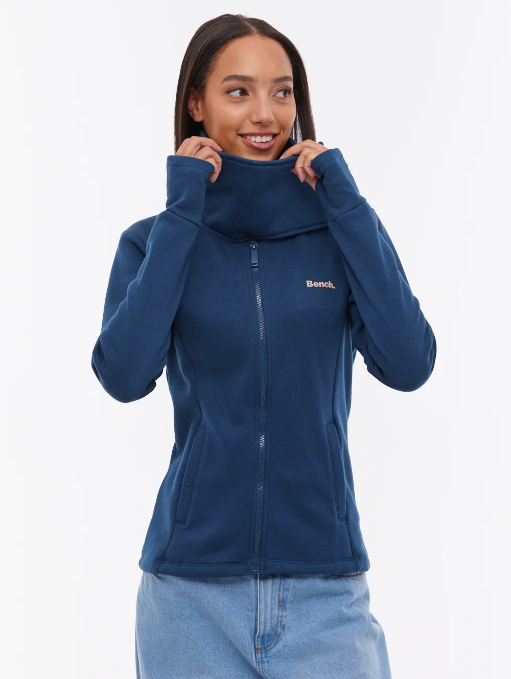 Sheli Wrap-Neck Zip-Up - Blue