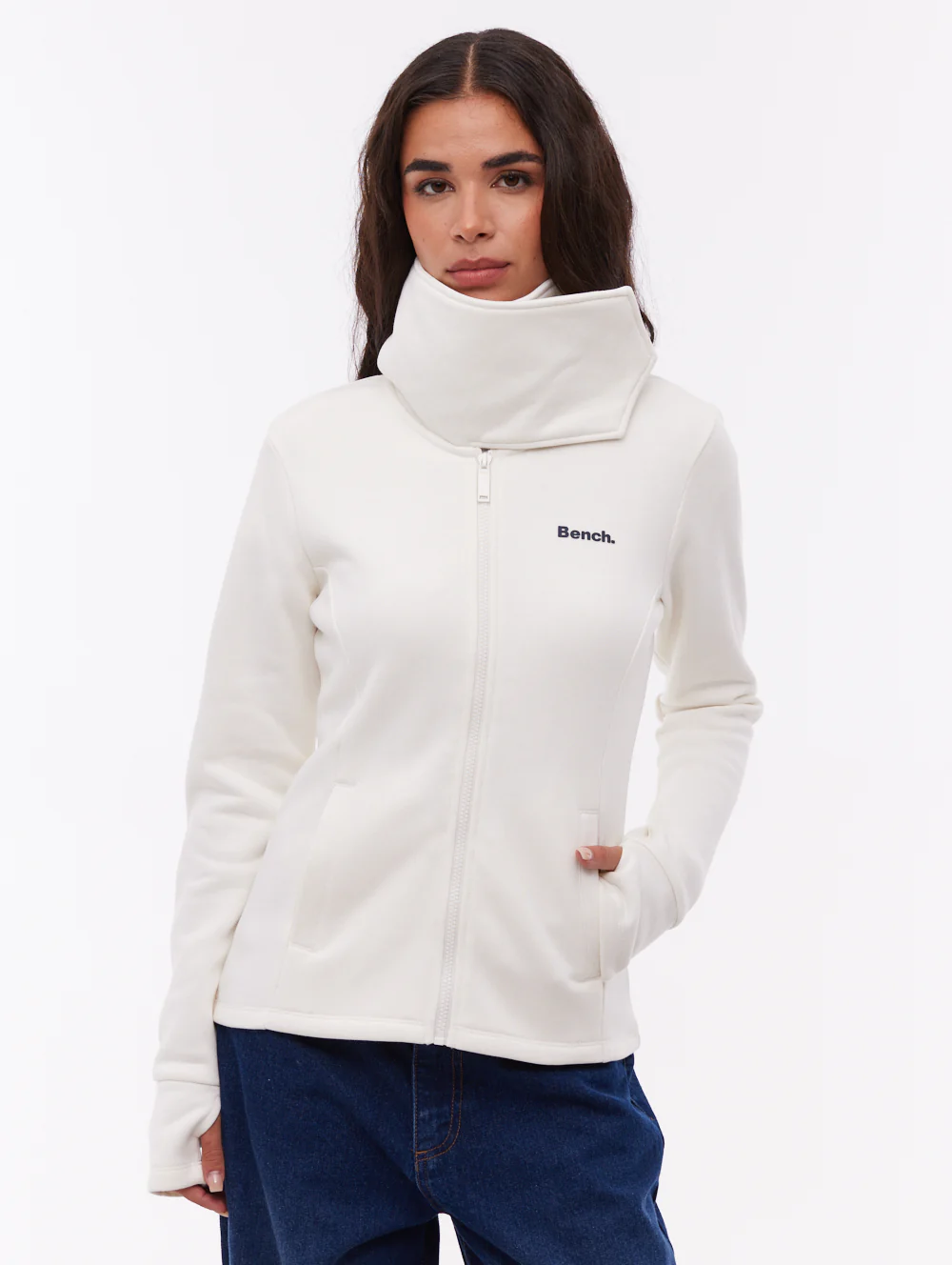 Sheli Wrap-Neck Zip-Up - White