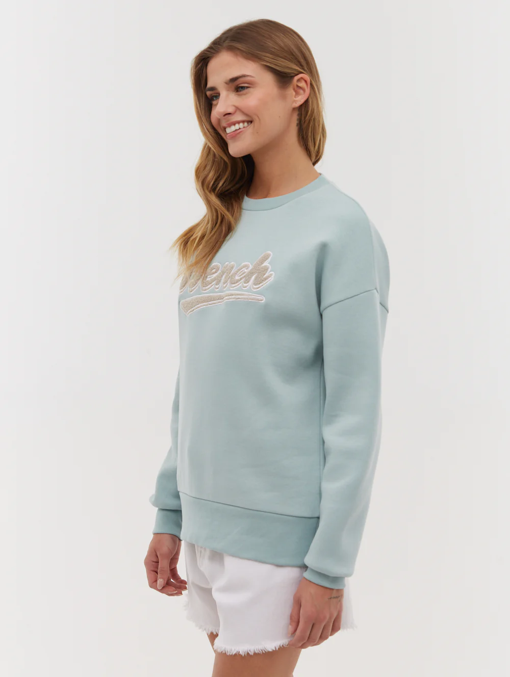 Steffi Retro Logo Crew Neck Sweatshirt - Aqua - Image 4