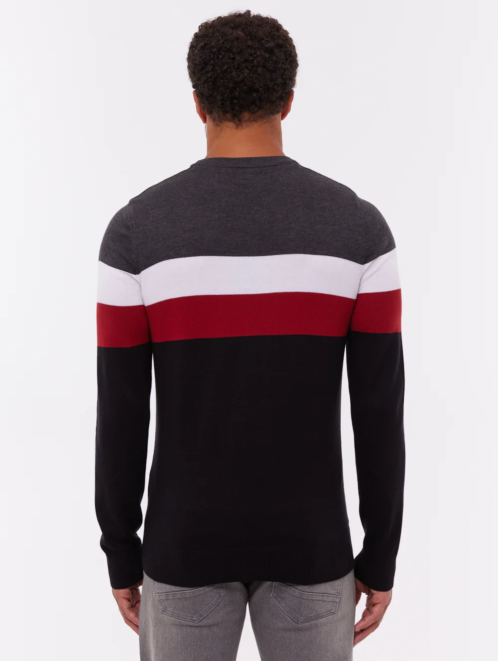 Toone Striped Crew Neck Sweater - Black - Image 3